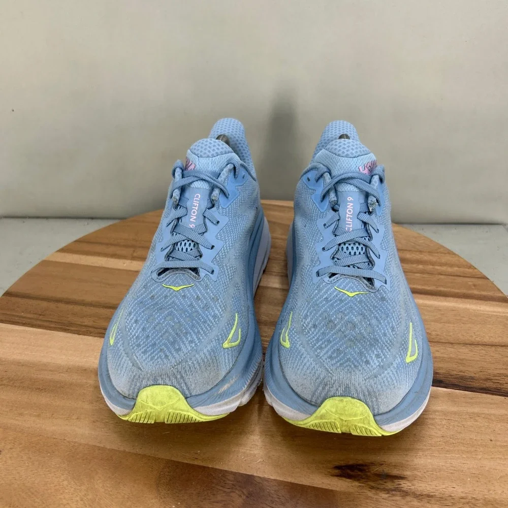 Hoka One One Clifton 9 Womens Size 10.5 Blue Pink Running Shoes Cushion Comfort